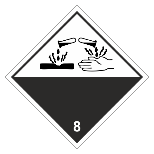 Знак опасности. Класс 8.1, 8.2, 8.3. Едкое/коррозионное вещество
